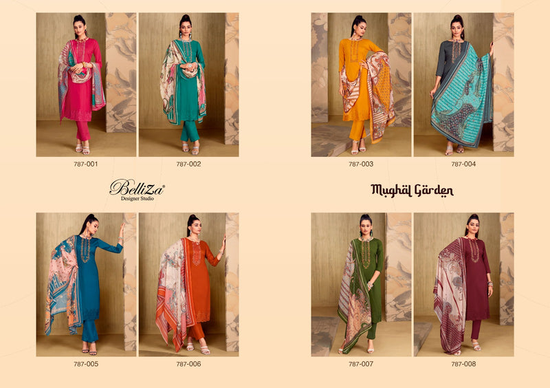 Belliza Designer Studio Mughal Garden Jam Cotton Fancy Embroidery Work Suits