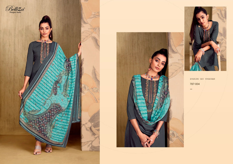 Belliza Designer Studio Mughal Garden Jam Cotton Fancy Embroidery Work Suits