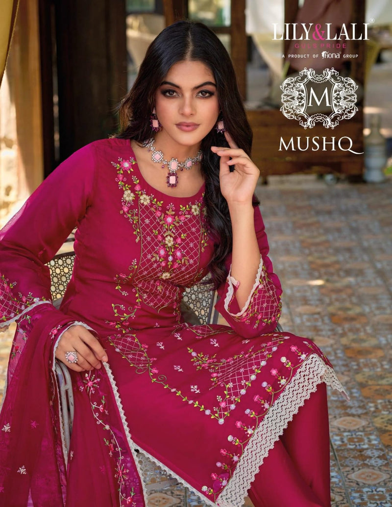 Lily And Lali Mushq Organza Handwork Designer Readymade Suits Collection