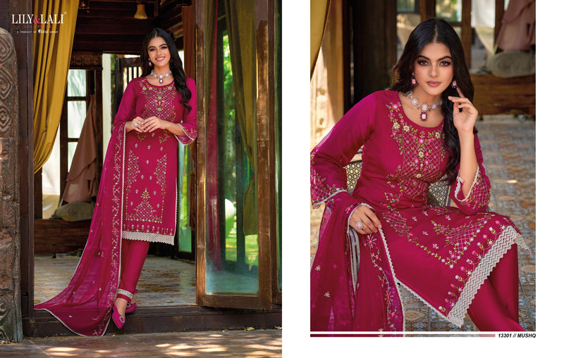 Lily And Lali Mushq Organza Handwork Designer Readymade Suits Collection