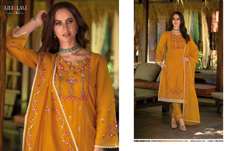 Lily And Lali Mushq Organza Handwork Designer Readymade Suits Collection