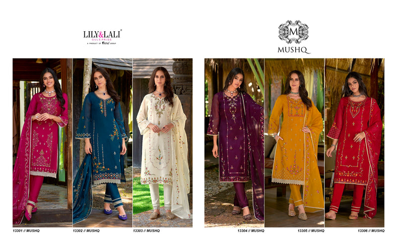 Lily And Lali Mushq Organza Handwork Designer Readymade Suits Collection
