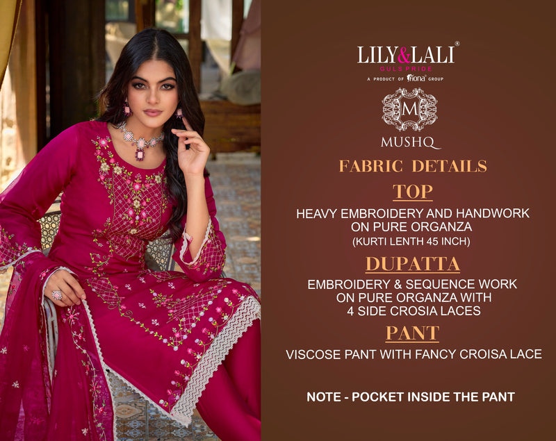 Lily And Lali Mushq Organza Handwork Designer Readymade Suits Collection