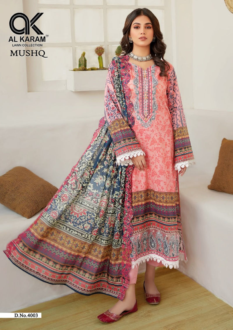 Al Karam Mushq Cotton Dupatta Vol 4 Cambric Cotton Print With Embroidery Suits
