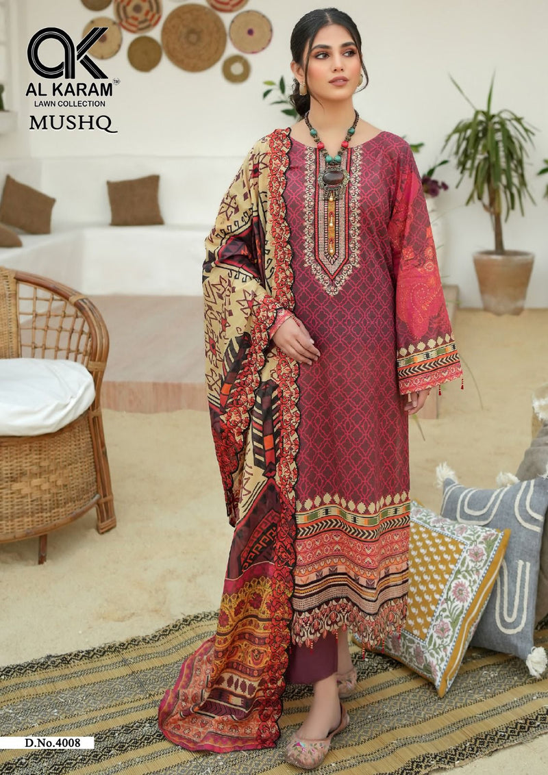 Al Karam Mushq Cotton Dupatta Vol 4 Cambric Cotton Print With Embroidery Suits