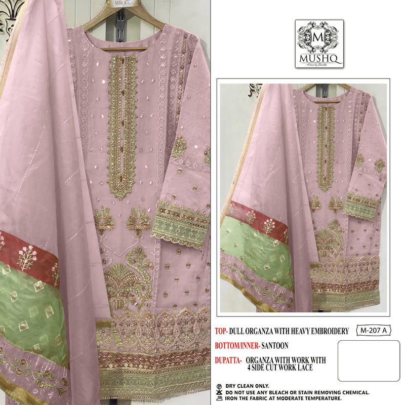 Mushq D No M 207 Organza Embroidery Work Designer Pakistani Suit Collection