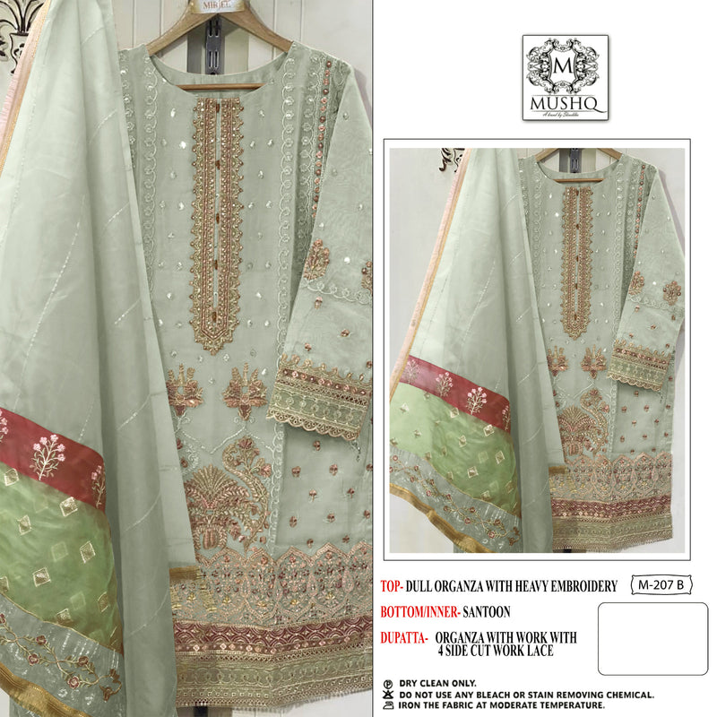 Mushq D No M 207 Organza Embroidery Work Designer Pakistani Suit Collection