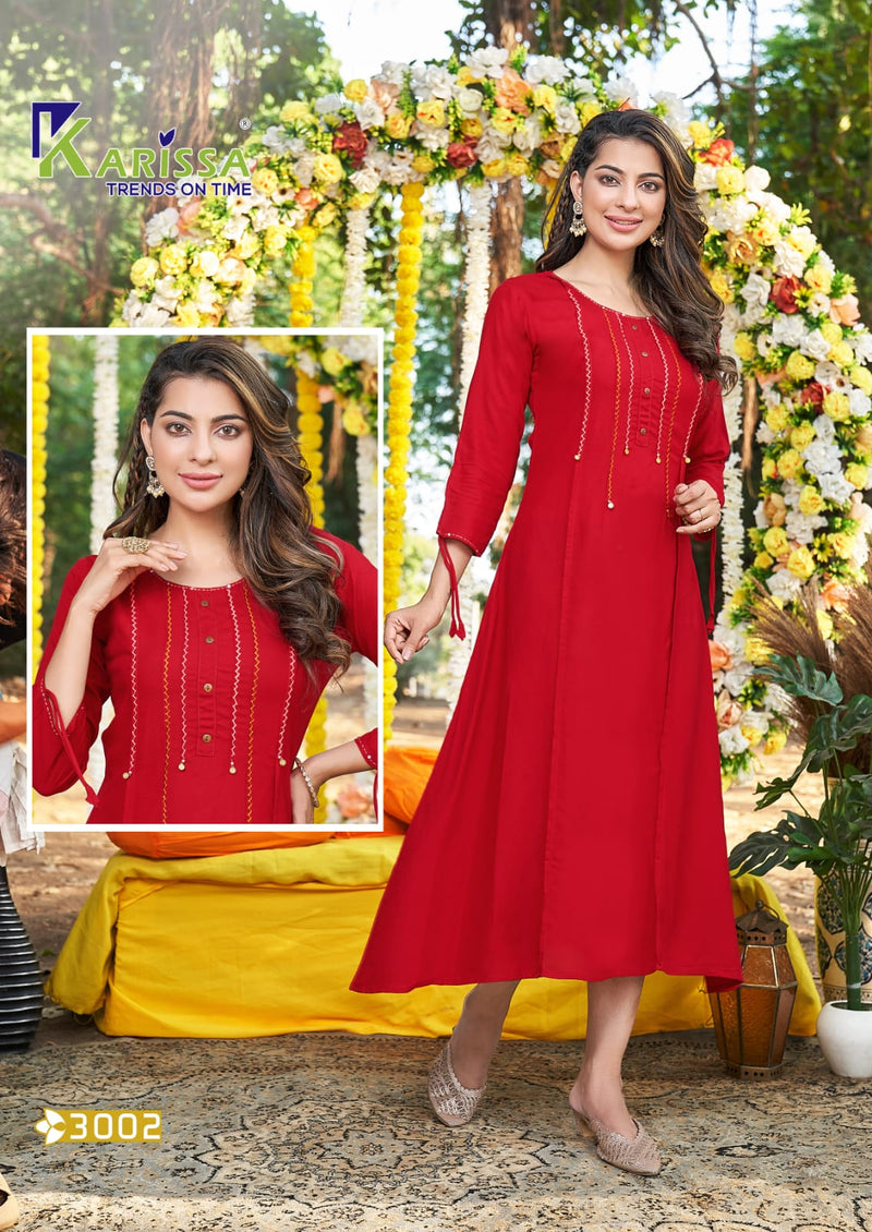 Karissa Muskan Vol 4 Rayon Heavy Embroidery Work Fancy Designer Partywear Kurti