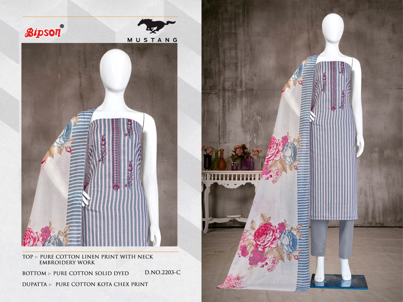 Bipson Fashion Mustang 2203 Linen Cotton Printed Suits