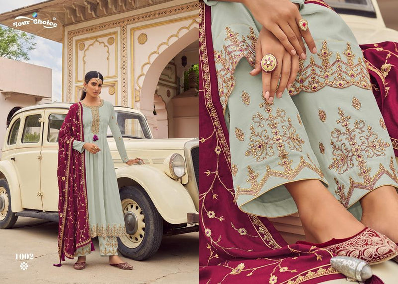 Your Choice Mutiyar Chinon Heavy Embroidery Design Suit Collection