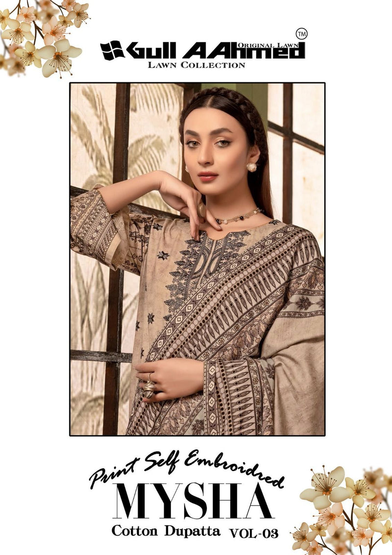 Gull Aahmed Mysha Vol 3 Lawn Cotton With Embroidery Work Suits