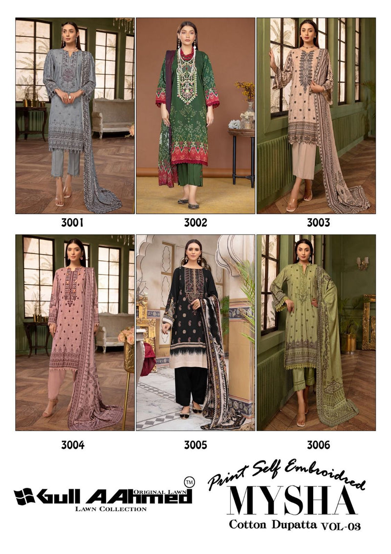 Gull Aahmed Mysha Vol 3 Lawn Cotton With Embroidery Work Suits