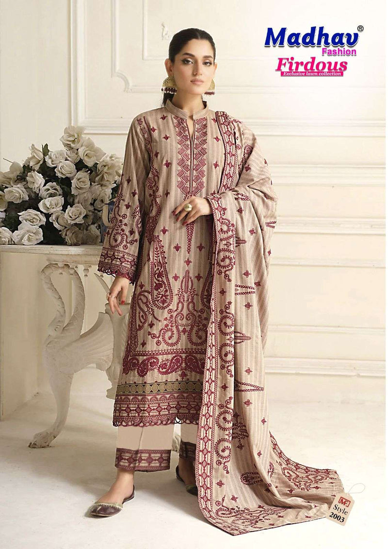 Madhav Fashion Firdous Vol 2 Pure Lawn Cotton Printed Karachi Suit
