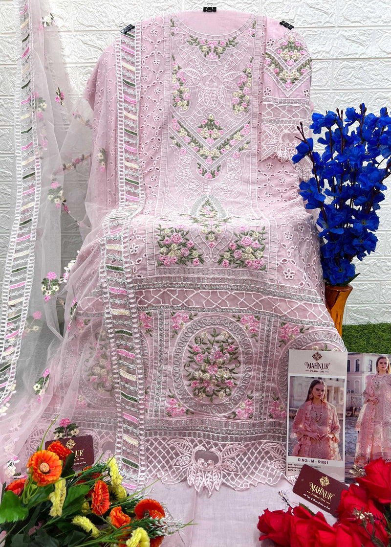 Mahnur Fashion Vol 51 Cambric Cotton With Chikankari Beautiful With Fancy Embroidery Work Salwar Kameez