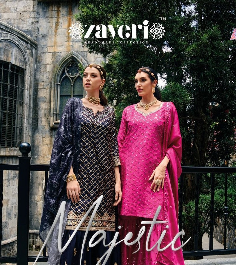 Zaveri Woman Beauty Majestic Chinon With Beautiful Embroidery Designer Ready Made Suits
