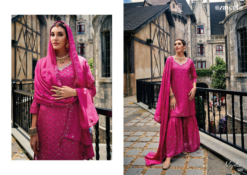 Zaveri Woman Beauty Majestic Chinon With Beautiful Embroidery Designer Ready Made Suits