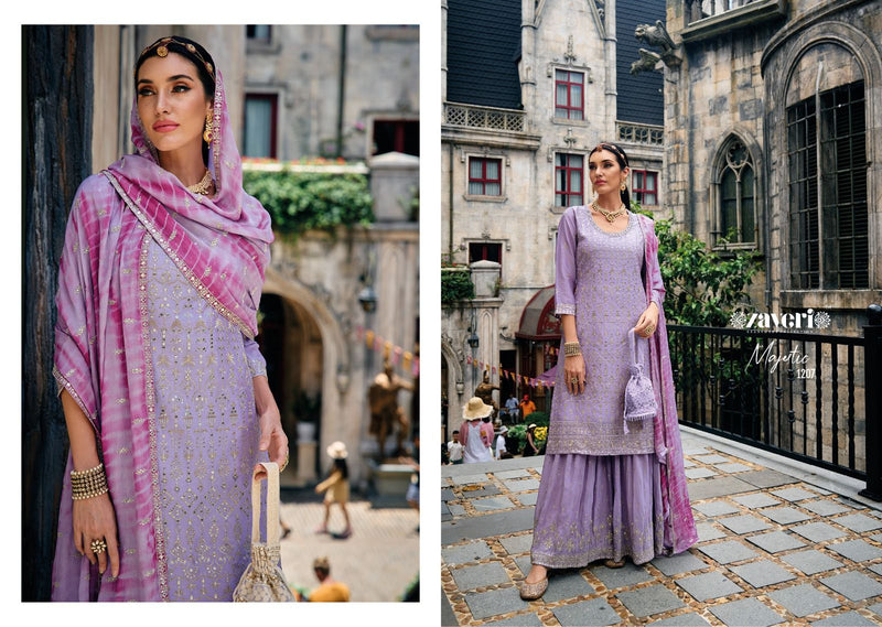 Zaveri Woman Beauty Majestic Chinon With Beautiful Embroidery Designer Ready Made Suits