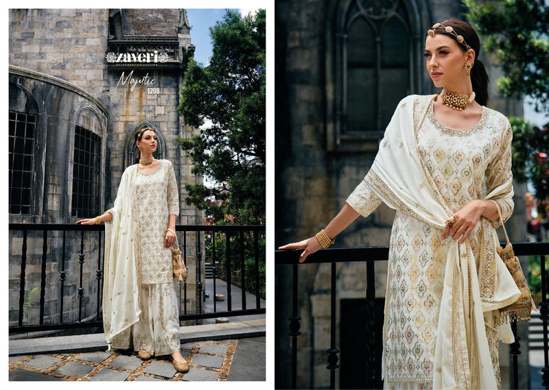 Zaveri Woman Beauty Majestic Chinon With Beautiful Embroidery Designer Ready Made Suits