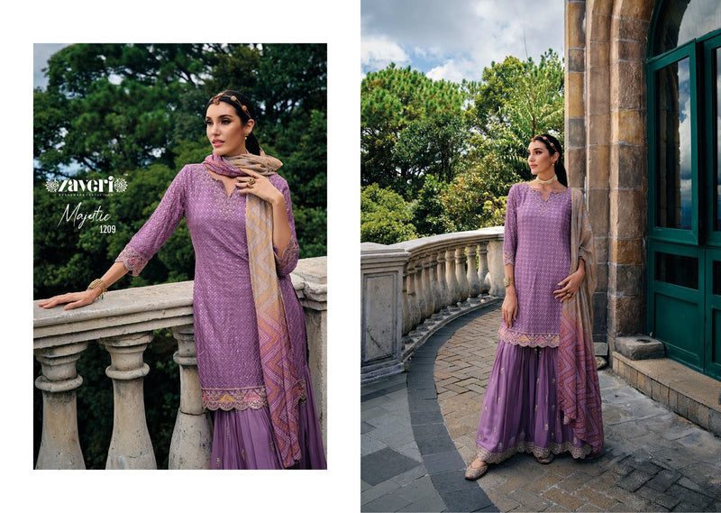 Zaveri Woman Beauty Majestic Chinon With Beautiful Embroidery Designer Ready Made Suits
