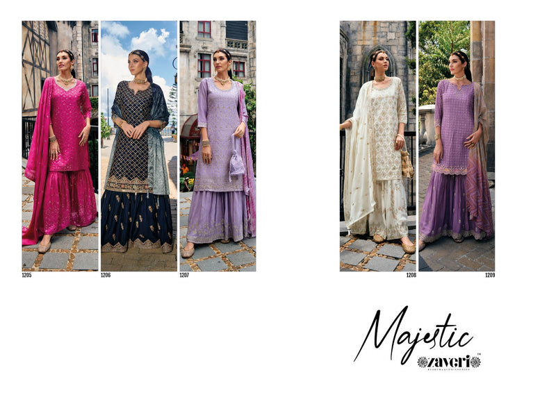 Zaveri Woman Beauty Majestic Chinon With Beautiful Embroidery Designer Ready Made Suits