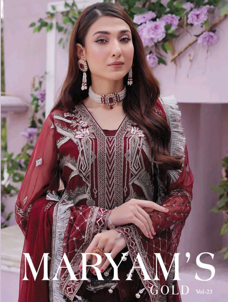 Rinaz Fashion Mariyam Gold Vol 23 Fox Georgette With Heavy Embroidered Pakistani Suits