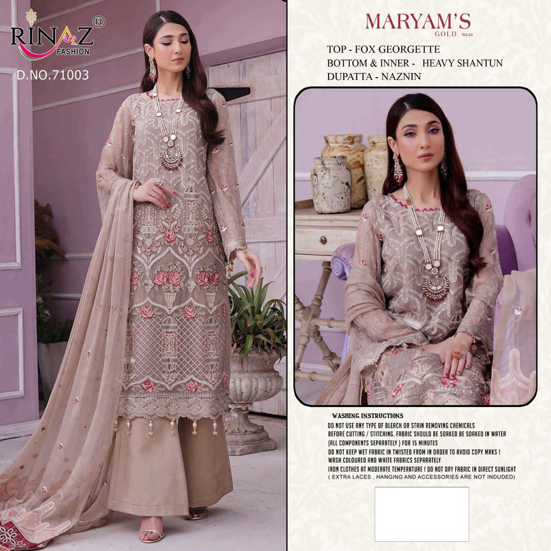 Rinaz Fashion Mariyam Gold Vol 23 Fox Georgette With Heavy Embroidered Pakistani Suits