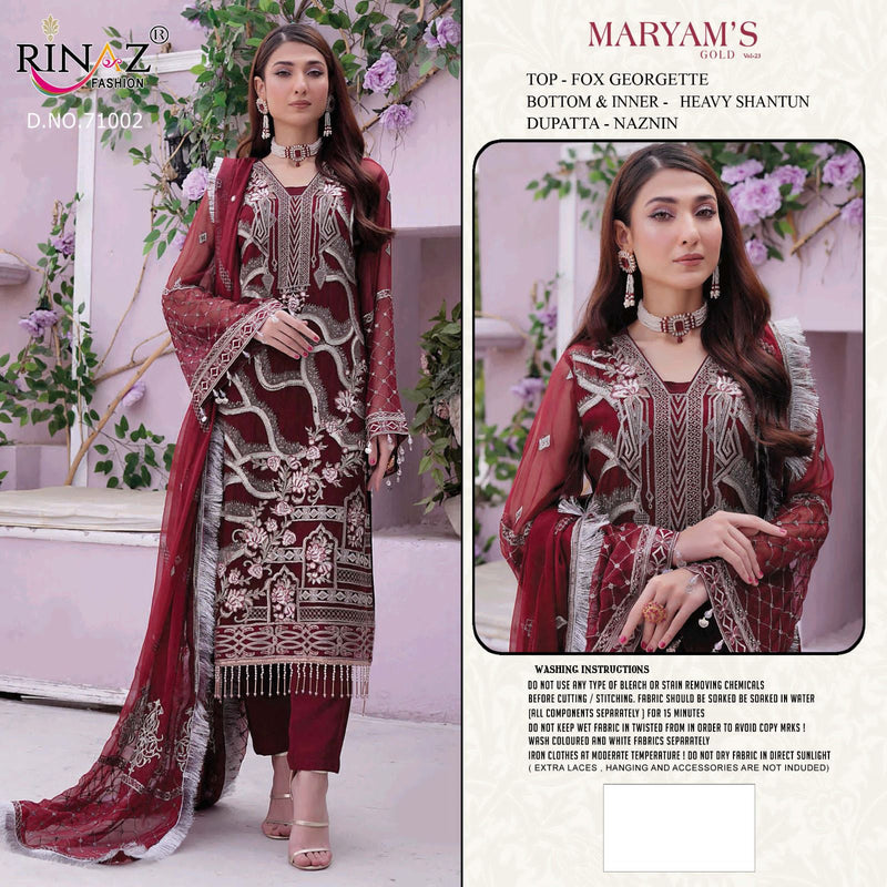Rinaz Fashion Mariyam Gold Vol 23 Fox Georgette With Heavy Embroidered Pakistani Suits