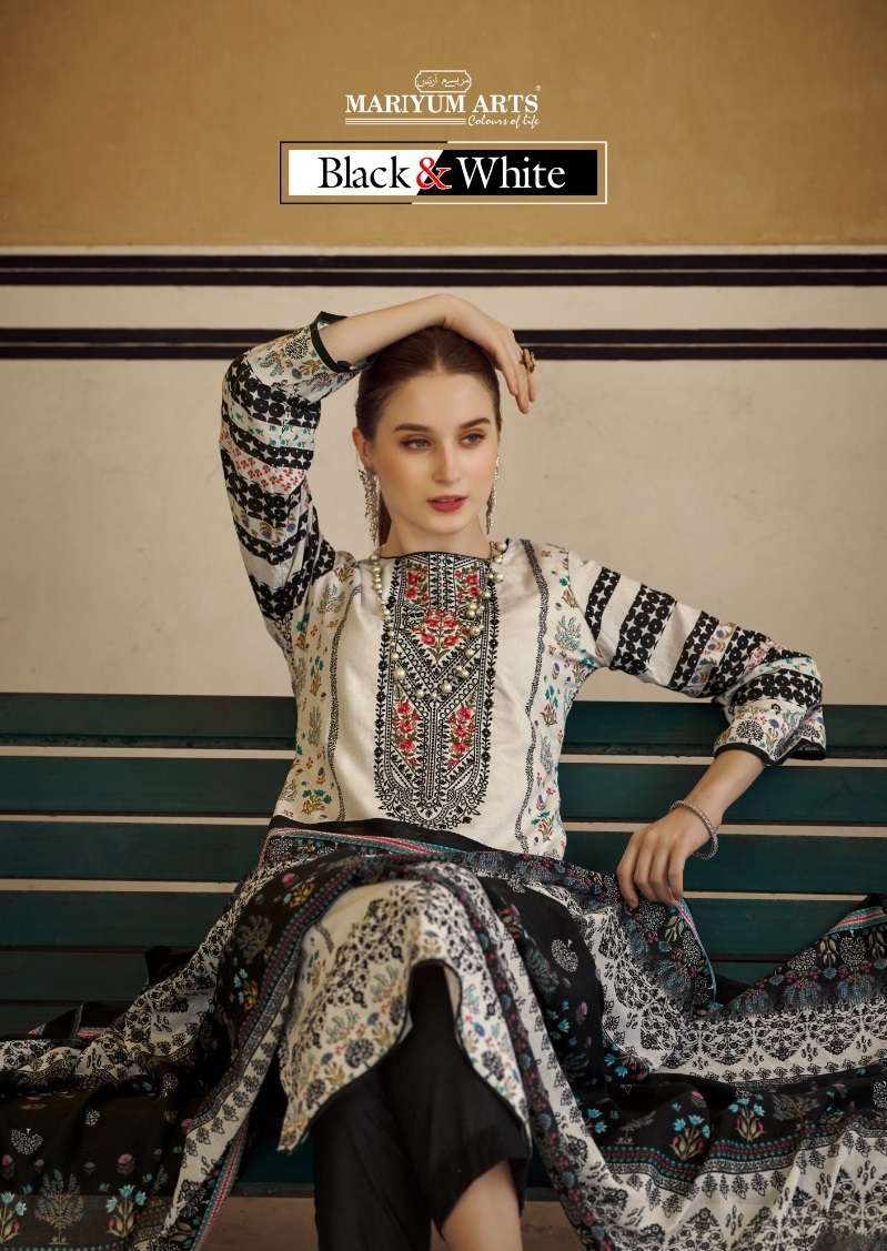 Mariyam Arts Black & White Cambric Cotton Digital Printed Salwar Suit