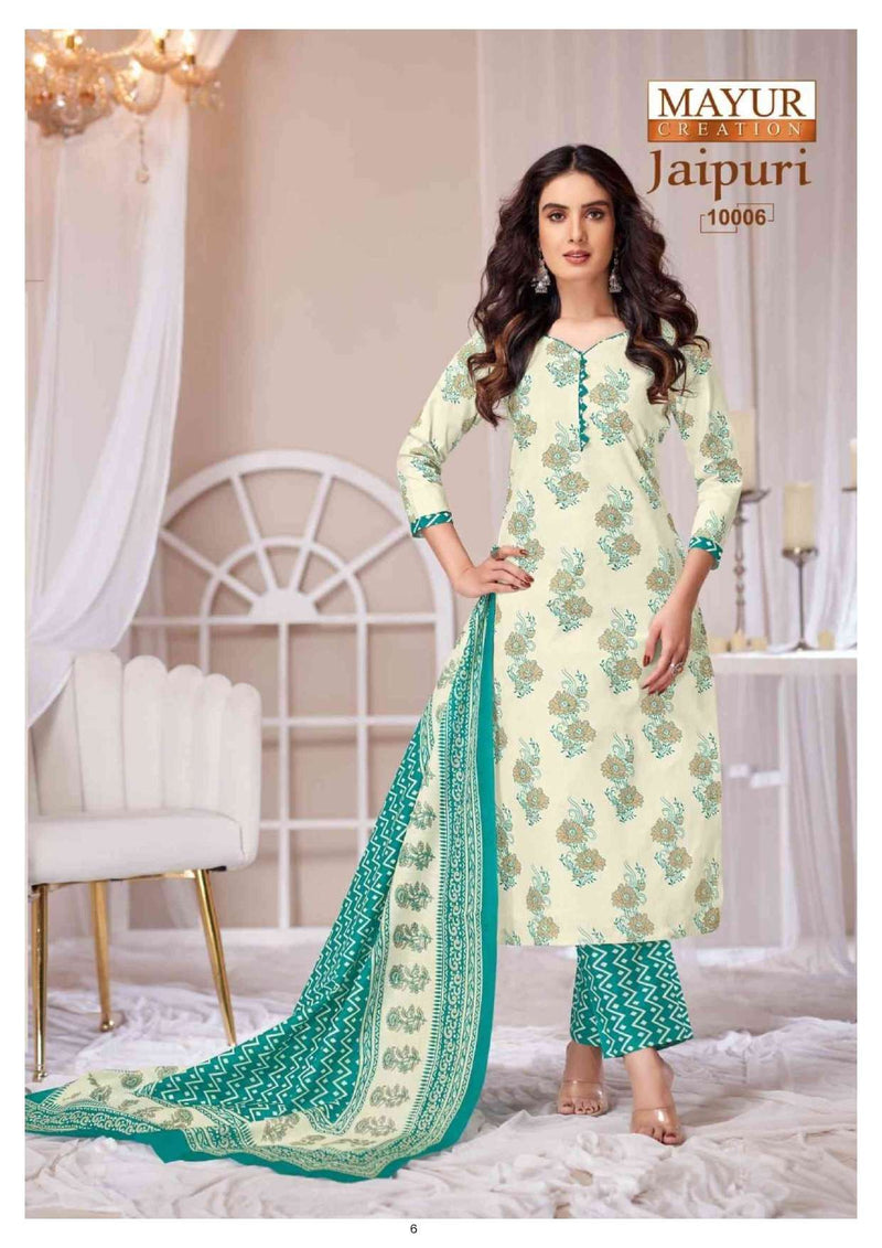 Mayur Creation Jaipuri Vol 10 Pure Cotton Printed Casual Wear Salwar Kameez