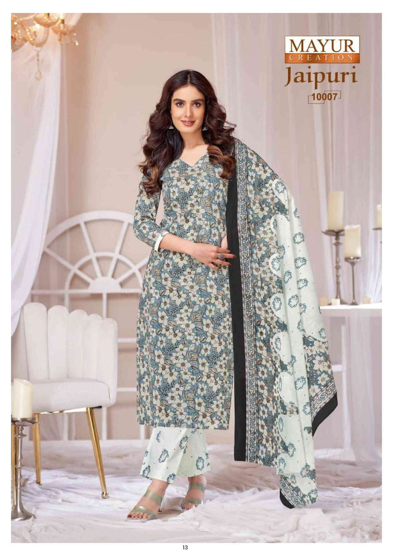 Mayur Creation Jaipuri Vol 10 Pure Cotton Printed Casual Wear Salwar Kameez