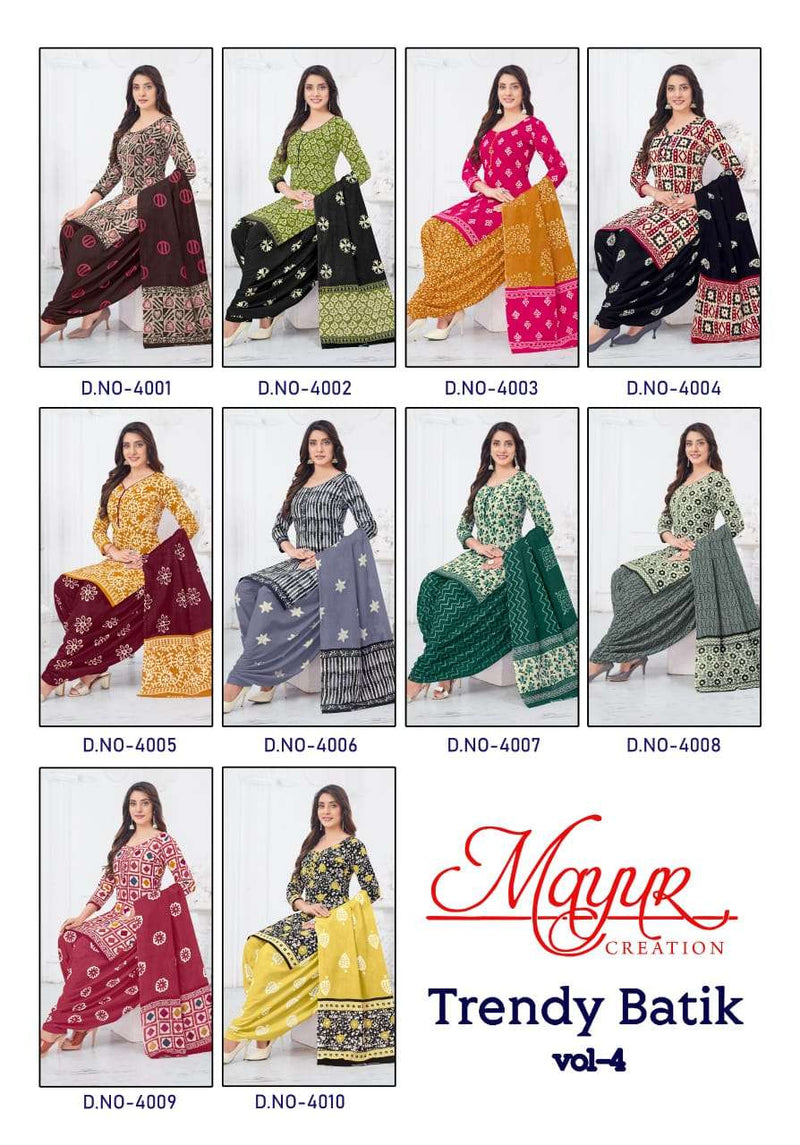Mayur Creation Trendy Batik Vol 4 Digital Printed Embroidery Work Salwar Suit