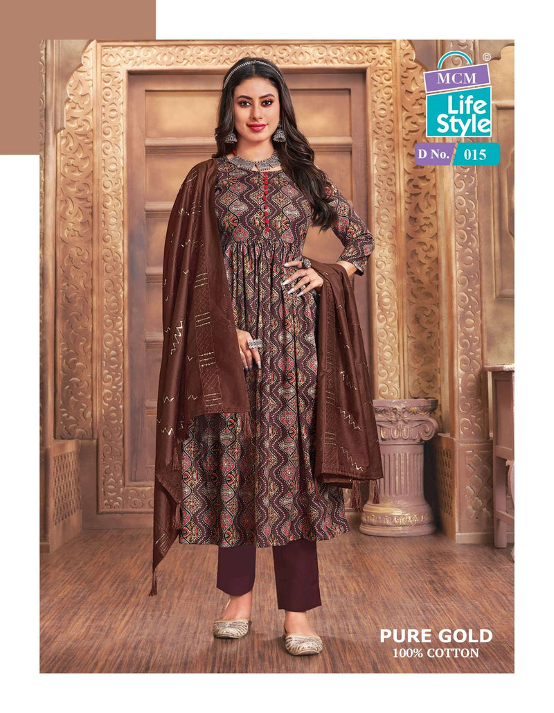 Mcm Lifestyle Pure Gold Cotton Fancy Dupatta With Heavy Embroidery Work Combo Set Kurti