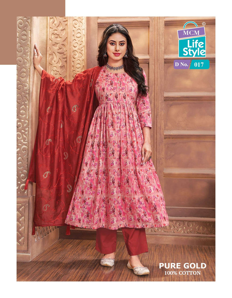 Mcm Lifestyle Pure Gold Cotton Fancy Dupatta With Heavy Embroidery Work Combo Set Kurti