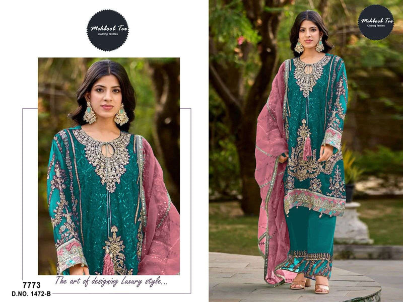 Mehboob Tex 1472 Organza Embroidery Handwork Salwar Suit