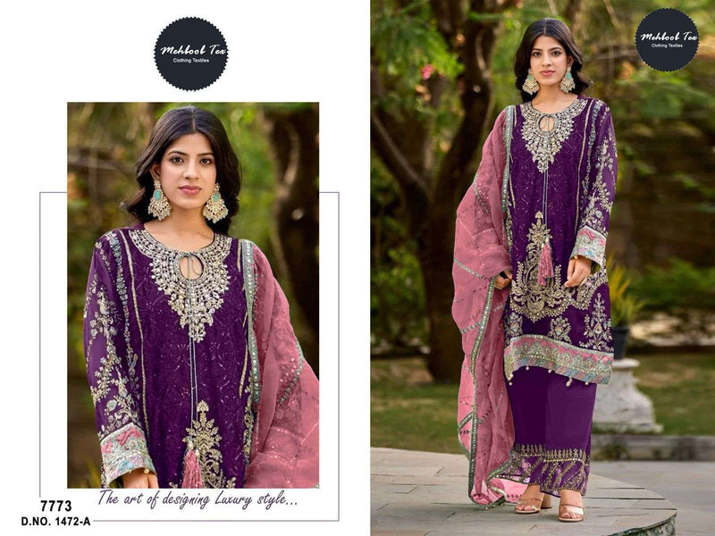 Mehboob Tex 1472 Organza Embroidery Handwork Salwar Suit