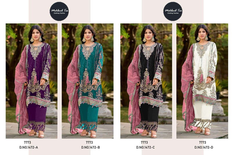 Mehboob Tex 1472 Organza Embroidery Handwork Salwar Suit