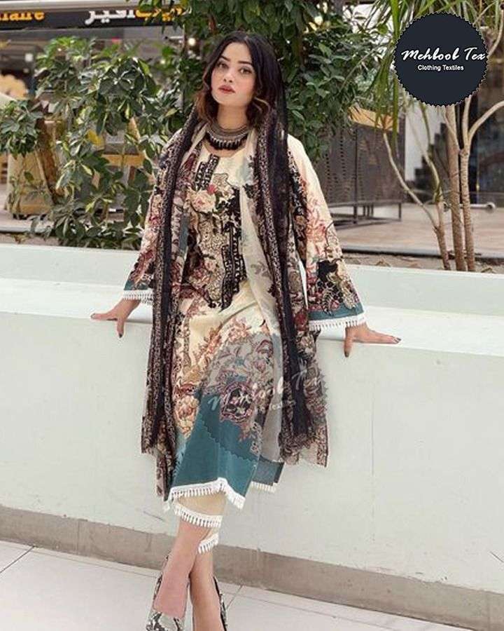 Mehboob Tex Dno 1107 Pure Cotton Embroidered Work Salwar Suit