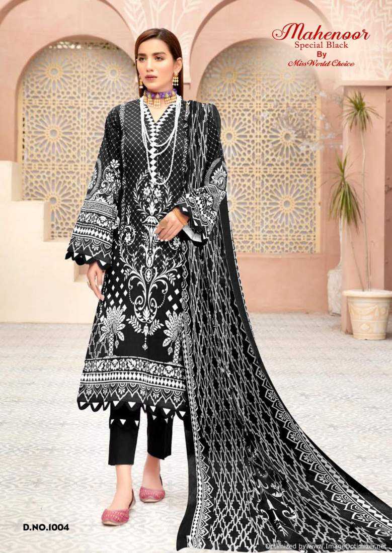 Miss World Choice Mahenoor Black And White Heavy Cotton Printed Collection Salwar Kameez