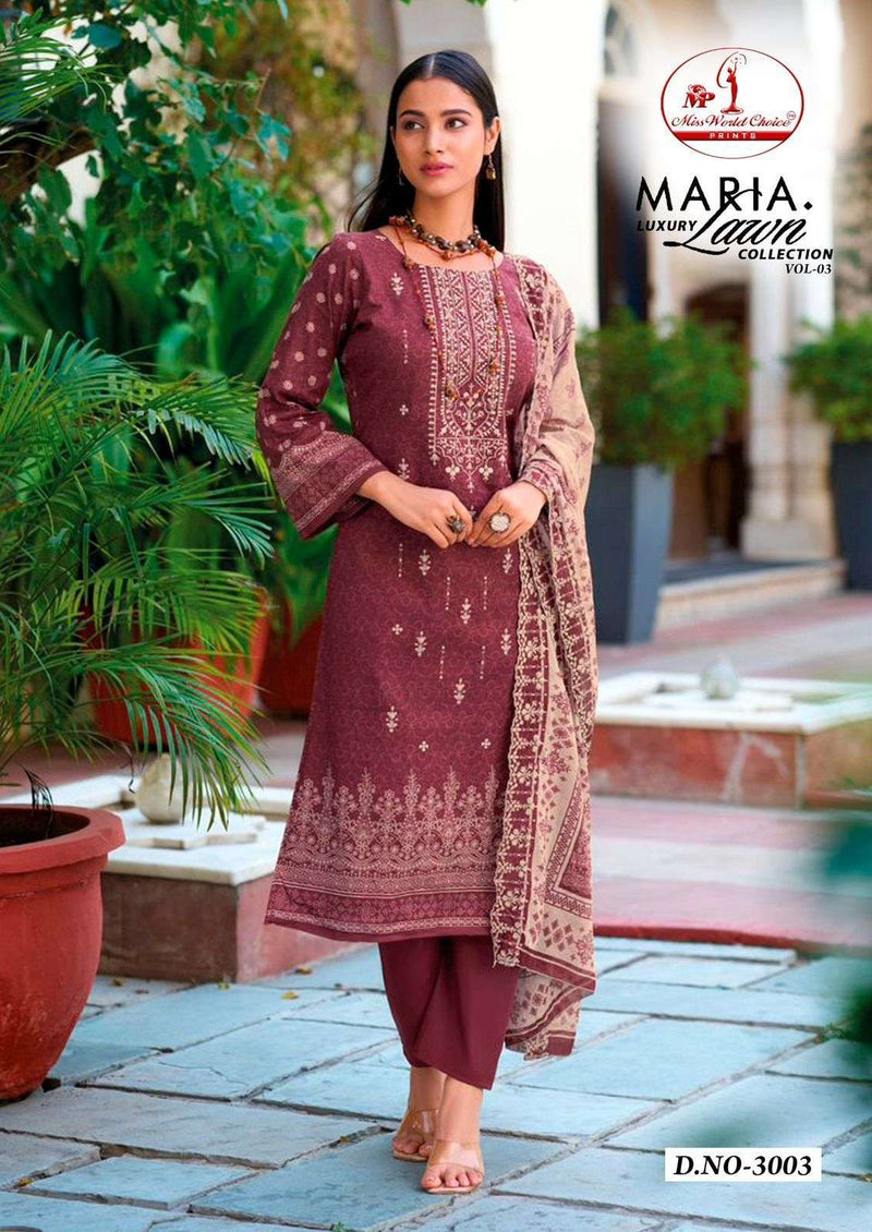 Miss World Choice Maria Luxury Lawn Collection Vol 3 Cotton Pakistani Karachi Salwar Kameez