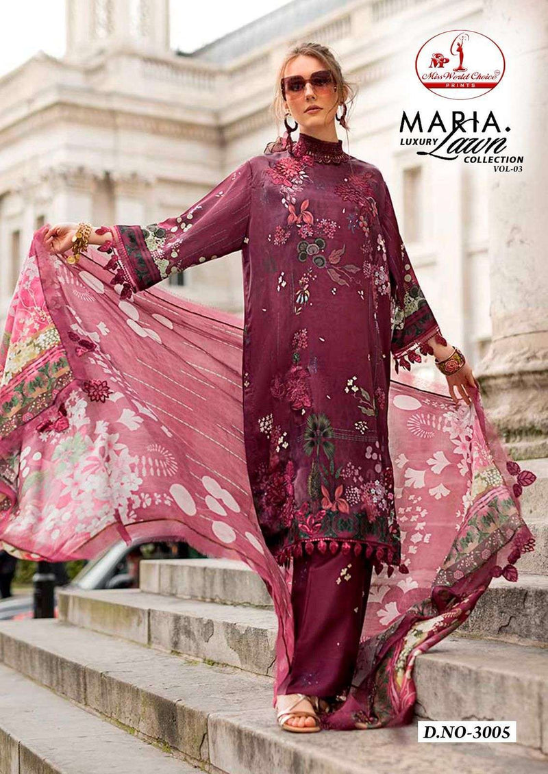Miss World Choice Maria Luxury Lawn Collection Vol 3 Cotton Pakistani Karachi Salwar Kameez