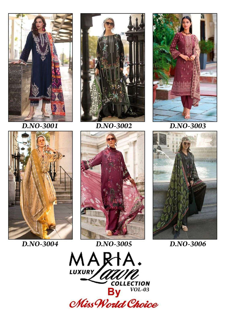 Miss World Choice Maria Luxury Lawn Collection Vol 3 Cotton Pakistani Karachi Salwar Kameez