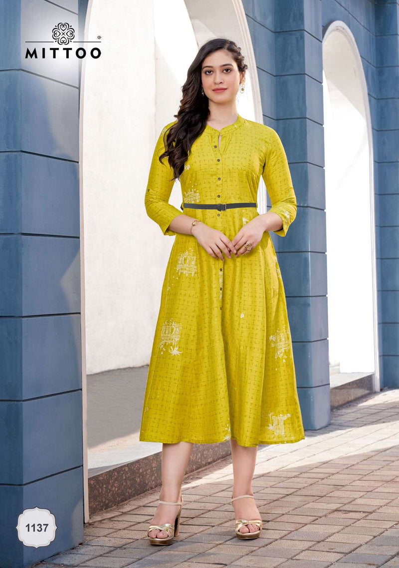 Mittoo Belt Vol 13 Rayon Print Fancy Stylish Wear Designer Kurti Collection