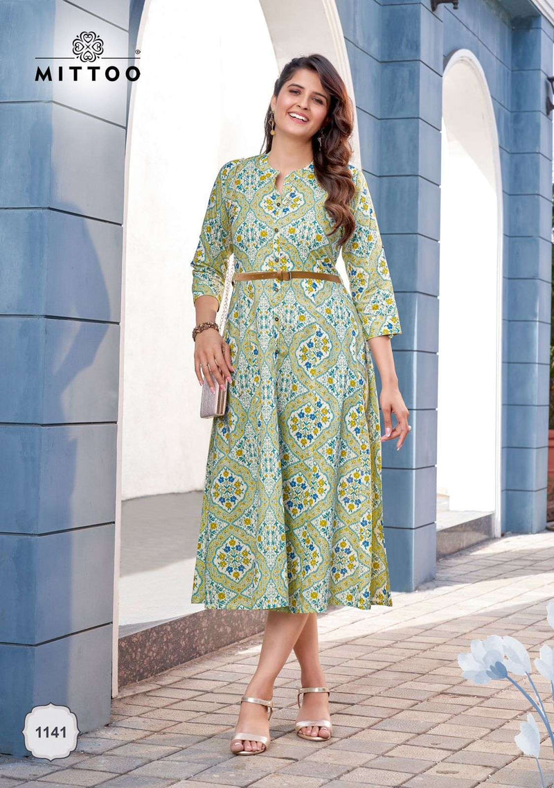 Mittoo Belt Vol 13 Rayon Print Fancy Stylish Wear Designer Kurti Collection