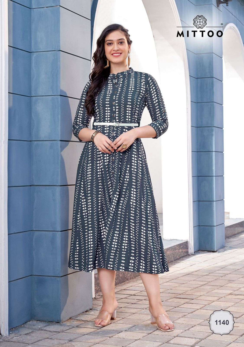 Mittoo Belt Vol 13 Rayon Print Fancy Stylish Wear Designer Kurti Collection