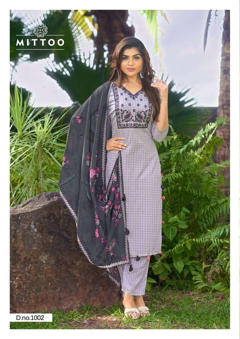 Mittoo Innaya Rayon Print Fancy Handwork Designer Wear Kurti Collection