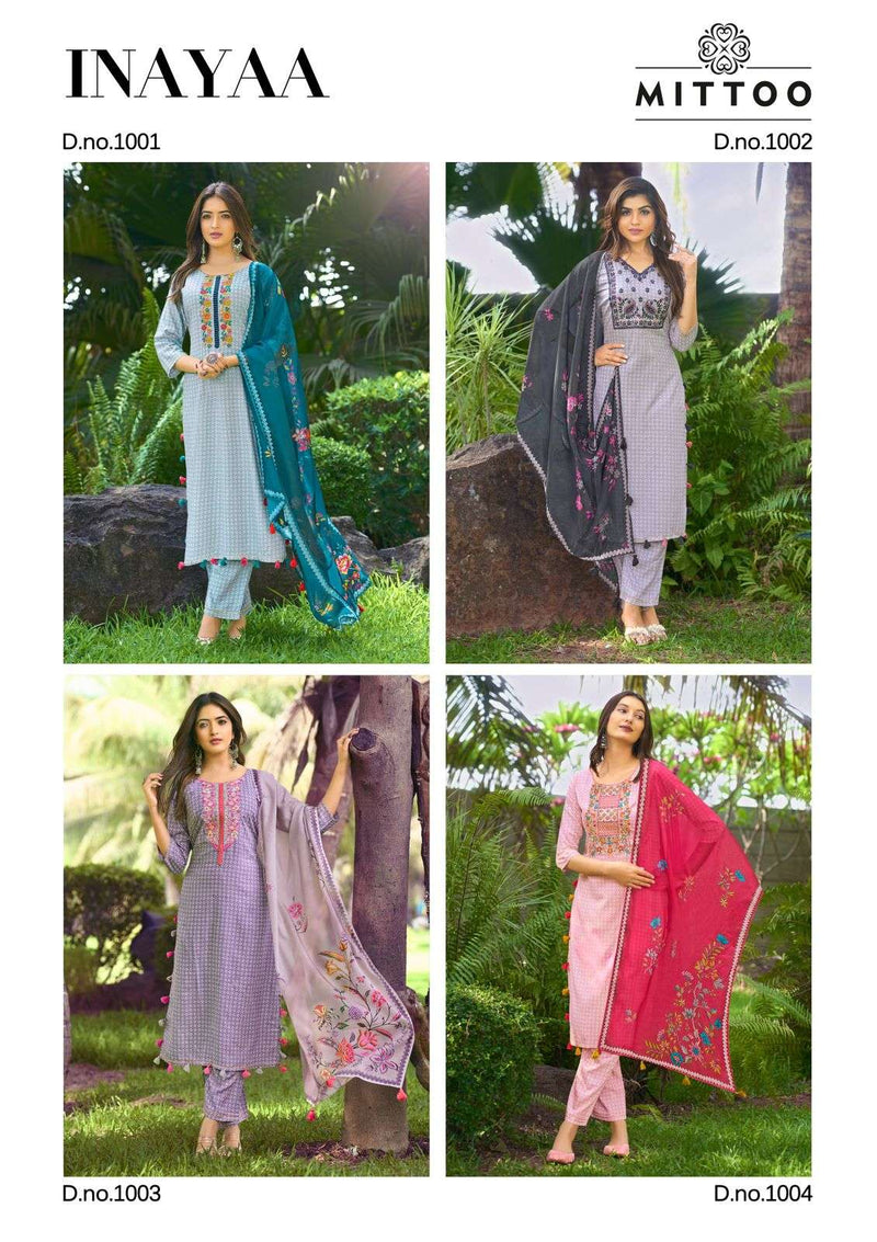 Mittoo Innaya Rayon Print Fancy Handwork Designer Wear Kurti Collection