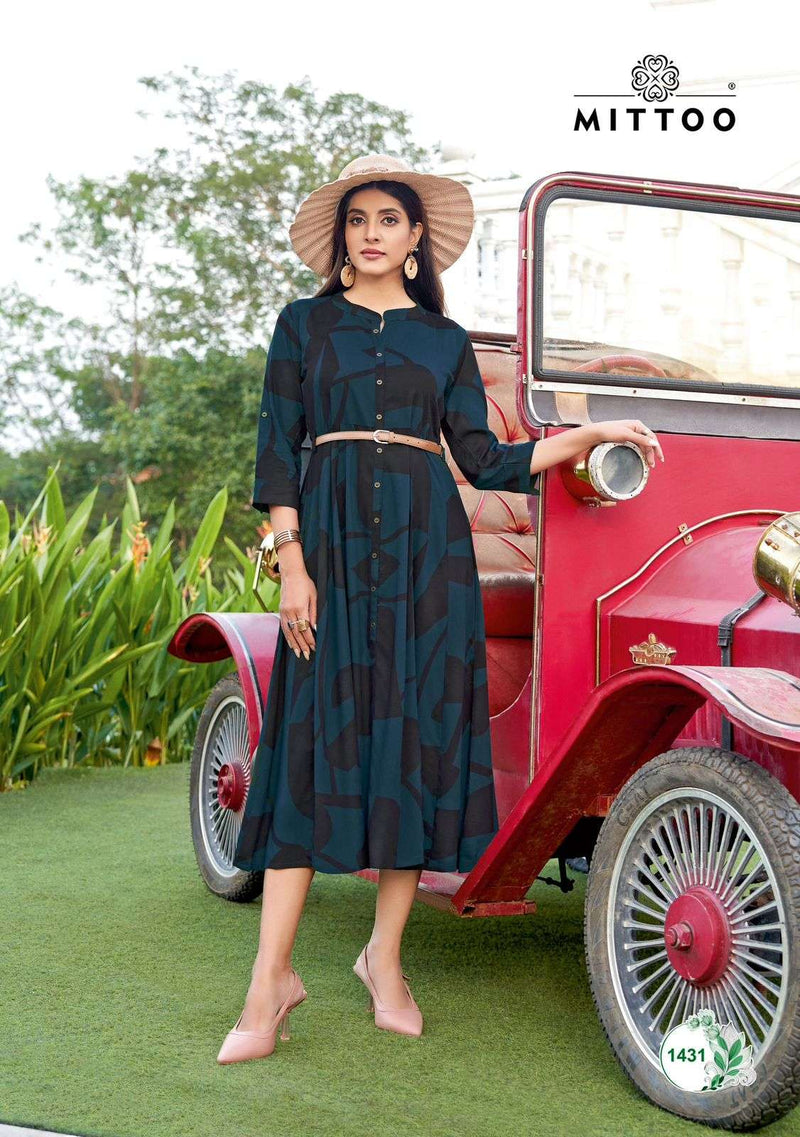 Mittoo Belt Vol 8 Rayon Print Fancy Wear Kurti
