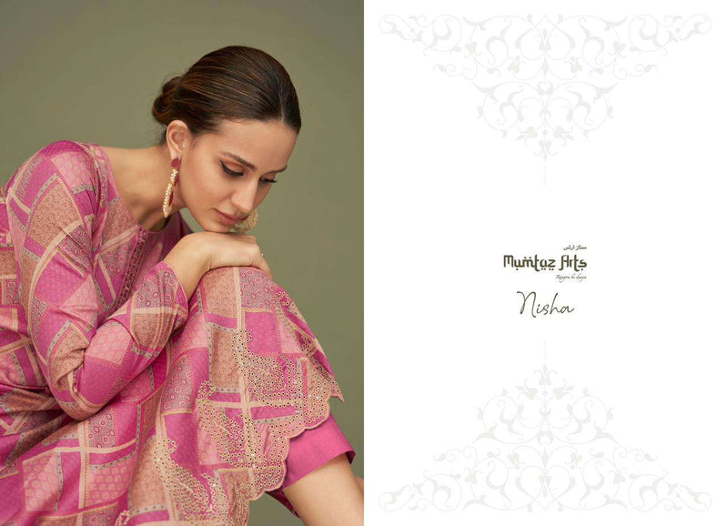 Mumtaz Arts Nisha Lawn Cambric Cotton Digital Print Embroidered Work Salwar Suit