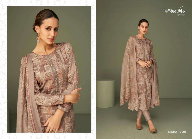 Mumtaz Arts Nisha Lawn Cambric Cotton Digital Print Embroidered Work Salwar Suit