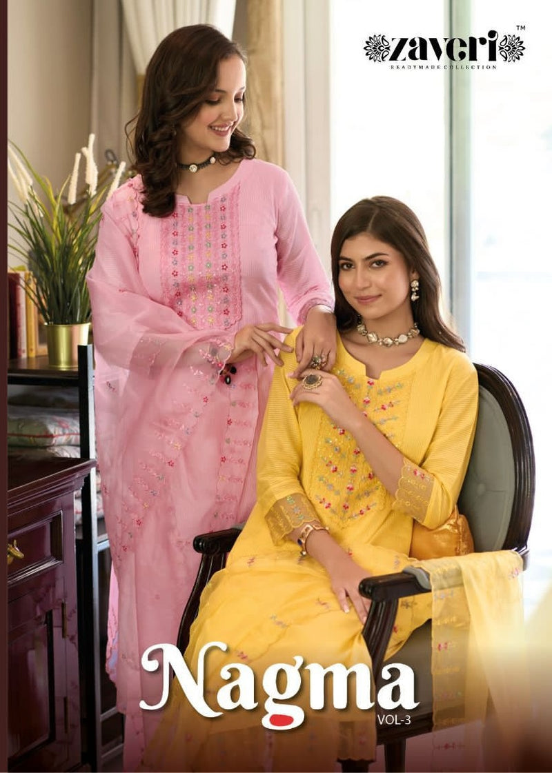 Zaveri Women Beauty Nagma Vol 3 Cotton With Fancy Embroidery Designer Ready Made Suits
